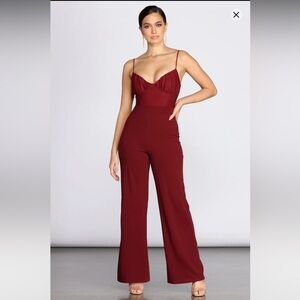 Windsor Deep Red Spaghetti Strap Jumpsuit